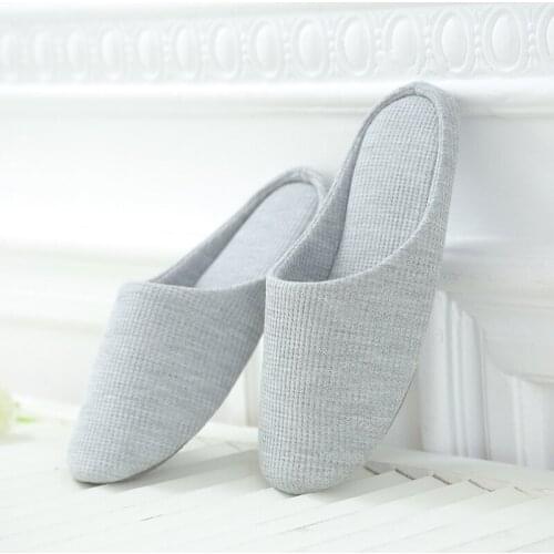 Spring And Autumn Simple Fashion Lady Slippers Female Home Non-slip Indoor Wooden Floor Mute Flat Heel Slippers Gray Pink