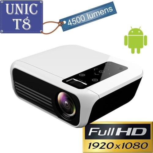 UNIC T8 LED Projector 4500 Lumens Full HD 1920x1080P Home Theater Beame Amlogic S905 Android Media Player Proyector T6 Upgraded