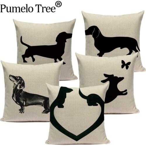 Dachshund Dog Cushion Cover Animal Linen Pillow Case Sofa Decorative Pillow Cover Customized Home Decor Cushions For Chair