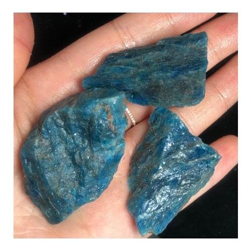 Three natural apatite crystal stone columns and mineral gifts for home decoration