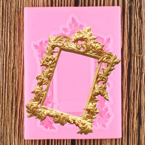 Mirror Frame Lace Border Silicone Molds Fondant Mould Cake Decorating Tools DIY Baking Candy Clay Chocolate Gumpaste Moulds