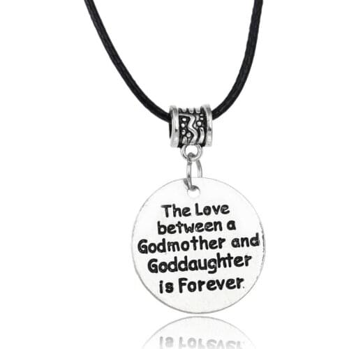 The Love Between A Godmother And Goddaughter Is Forever Leather Chain Pendant Necklacd Family Womens Jewelry Charm Gifts