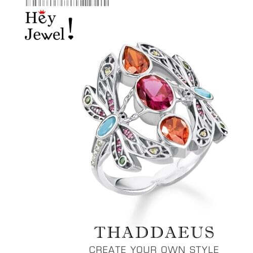 Ring Colorful Dragonfly,Europe Bohemia Fine Statement Jewelry For Women,2021 Summer Brand New Gift In 925 Sterling Silver