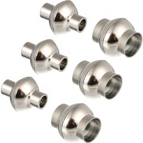 10pcs/lot Rhodium Color Round Copper Magnetic Clasps Connector Fit 4/5/6/7/8mm Leather Cord DIY Jewelry Findings