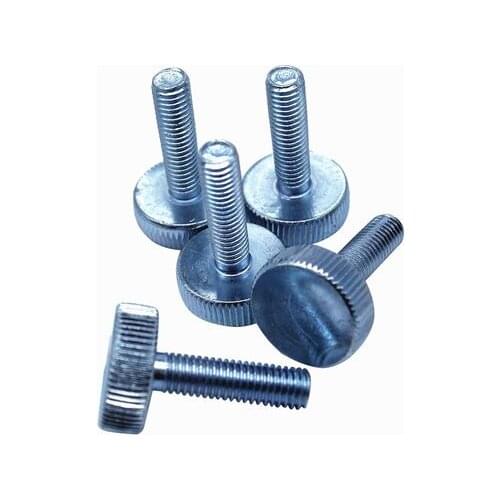 10Pcs M5 Carbon Steel Flat Single Layer Head Knurled Hand twist screws Screw 8mm-35mm Length