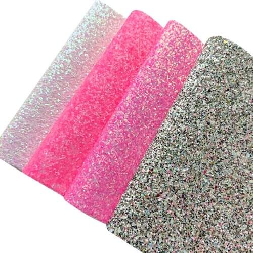135x30cm Glow in the Dark Sequin Chunky Glitter PU Faux Leather Fabric Sheet for Making Shoe/Bag/Decoration/Craft/Hair Bow