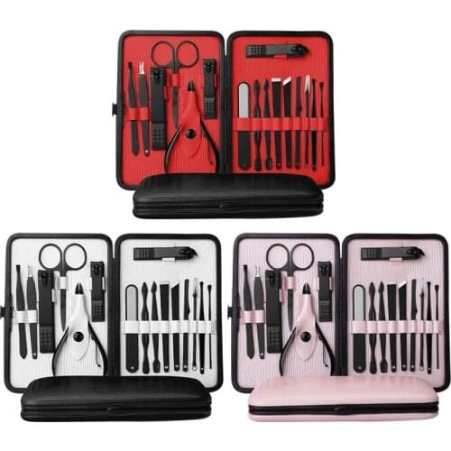 Amazon Hot Custom Logo Portable Stainless Steel Nail Clippers Personal Care 16pcs Pedicure Manicure Set with PU Leather Case