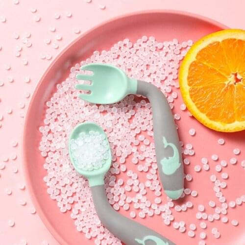 2Pcs/Set Baby Utensils Set Silicone Spoon Fork Cute Animal Training Bendable Soft Fork Infant Kids Dinnerware Children Tableware