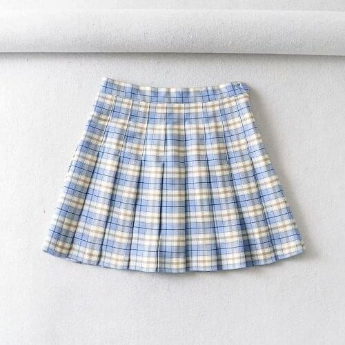 2021 Summer Girls' Short Skirt Korean College Style A Plaid Pleated Skirt Half Length Skirt JK Style Sweet