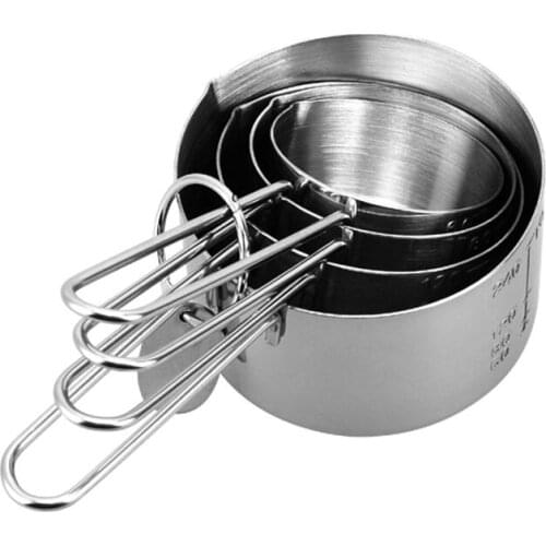 4pcs/setStainless Steel Measuring Cups Kitchen Measuring Spoon 60/80/120/240ml Baking Tools Tea Coffee Bar Kitchen Accessories