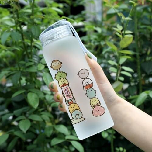 500ml Cartoon Anime Action Figure Sumikko Gurashi Corner Bio Frosted Glass Cup Students Portable Travel Water Bottle Unisex Gift