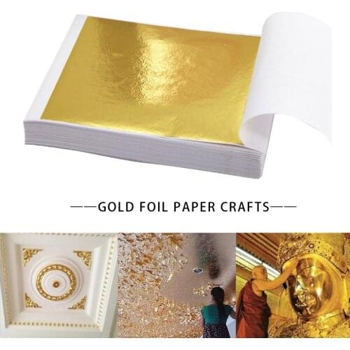 9x9cm 100 Sheets Practical K Pure Shiny Gold Leaf for Gilding Funiture Lines Wall Crafts Handicrafts Gilding Decoration
