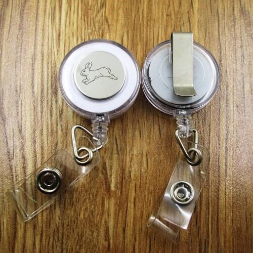 Hare ID Badge Reel gift for him/her friend family retractable recoil id badge holder work fun