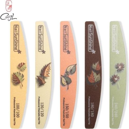 CHNRMJL 5Pcs/Pack Macaron Thicken Leaves Pattern Nail Art Files Sandpaper Nails Salon Buffer Pedicure Polish Manicure Tools
