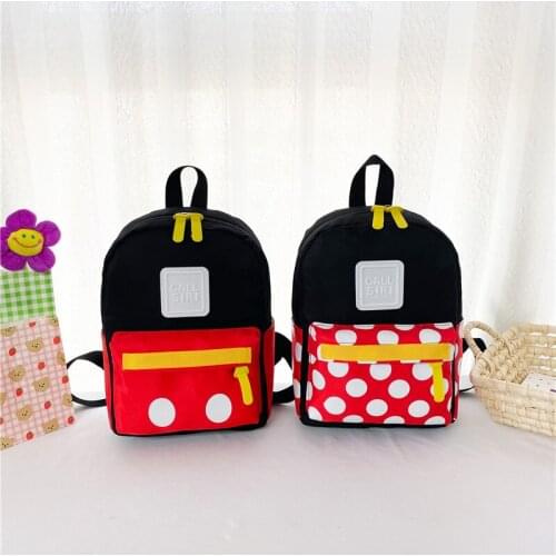 Disney Mickey Cartoon Kids Backpacks Minnie Nylon Backpack Large Capacity Mom Bag Student Zipper Bag Backpack School Bag