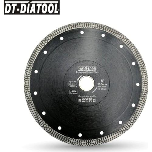 DT-DIATOOL 1pc Dia 200mm/8inch Hot-pressed Premium X Mesh Turbo Saw Blade Diamond Cutting Disc For Porcelain Ceramic Tile Marble