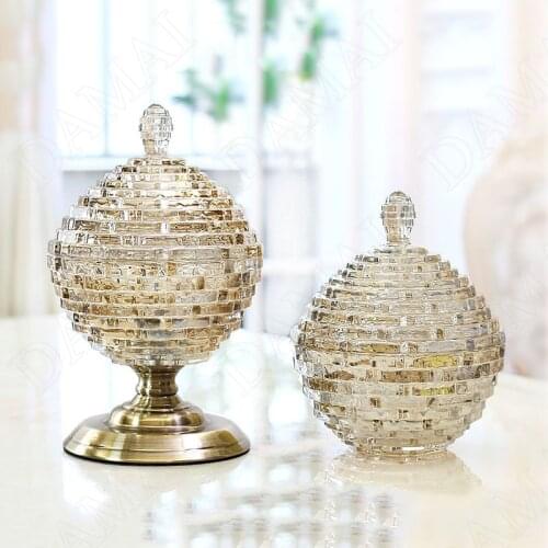 European Style Glass Storage Jar Fruit Candy Jars Jewelry Crystal Tank Desktop Organizer Can Home Decoration Modern Ornaments