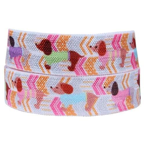 FLRA ElasticCute dogs printed heat transfer fold over elastic ribbons