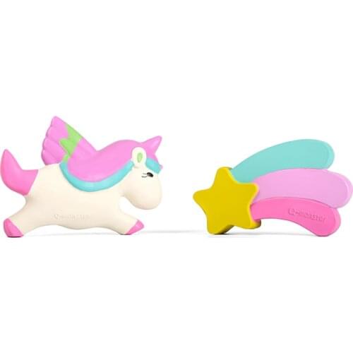 Dog Toy Q-MONSTER Thick Walled Natural Rubber Squeaky Toy Unicorn Star Interactive Pet Toy