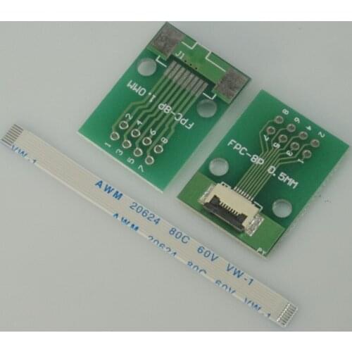 2 Sets FFC FPC Cable 8 Pin 0.5mm Pitch to 2.54 mm through hole DIP PCB Adapter 30 50 80 100 120 150 200 mm Same Contact Sides