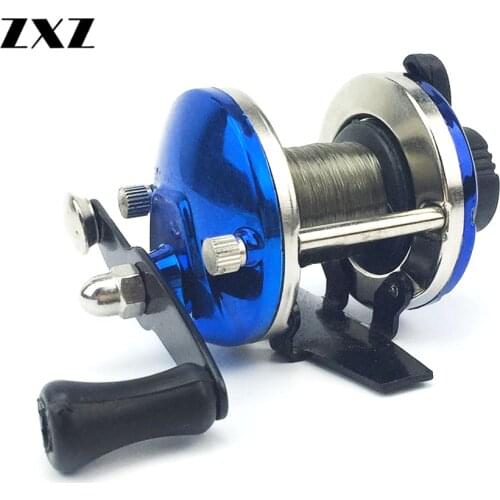 Mini Ice Fishing Spinning Reels Metal Feet Reel Rotation Fish Water Wheel Baitcast Roller Coil Tackle Vessel Pesca with 50M Line