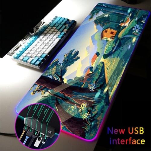 MRGLZY 40*90CM Cartoon RGB Gaming Mouse Pad LED 4-Port Mousepad Carpet XXL Large USB Hub Rug Games Computer PC Desk Mat for Csgo