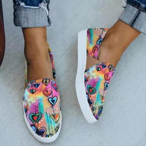 TELOTUNY Sneakers Women Fashion Color Printing Comfortable Flat Loafers Shoes Shallow Breathable Non-slip Summer Casual Shoes