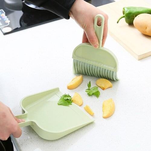 Household Mini Dustpan Broom Desktop Small Broom Keyboard Brush Creative Cleaning Tool Plastic Set Solid Color Cute Tool