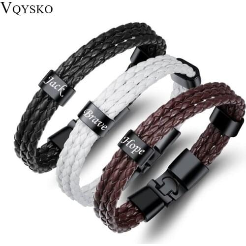 Customize Family Name Bracelets for Men Easy-hook Personlized Punk Jewelry Bracelet Bangle Anniversary Wholesale Gift to DAD Son