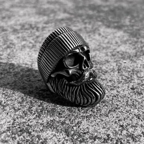 Gothic Style Men Jewelry Old Man Bear Skull Ring Stainless Steel Biker Men Ring dropshipping BR1160