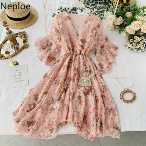Neploe 2021 Ladies Vestidos Ropa Mujer Chiffon Sexy Party Beach Dress Korean Elegant Women Dresses Spring Summer Dresses 94119