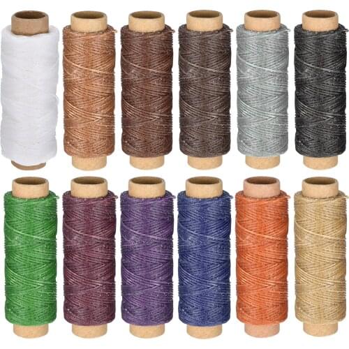 Uxcell Leather Sewing Thread Set 55Yards 150D/1mm Flat Wax Cord (Multicolor Pack of 12)