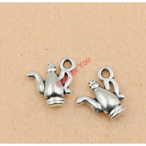 Teapot Charms Pendant Antique Silver tone Jewelry Diy Jewelry Making Handmade Craft 15x15mm
