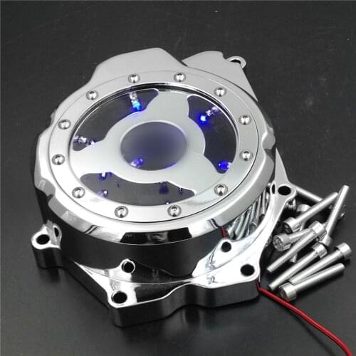 Aftermarket free shipping motorcycle accessories Engine Stator cover for Yamaha YZF R6 2006-2013 CHROMED left side WITH LED