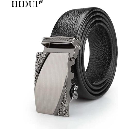 HIDUP Design Formal Style Automatic Belt Quality 1st Layer Cowskin Leather Ratchet Belts 35mm Width Clothing Accessories ZDWJ026