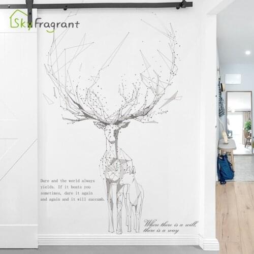 Creative wall sticker geometric line elk self-adhesive stickers bedroom decor living room decoration entrance decor home decor