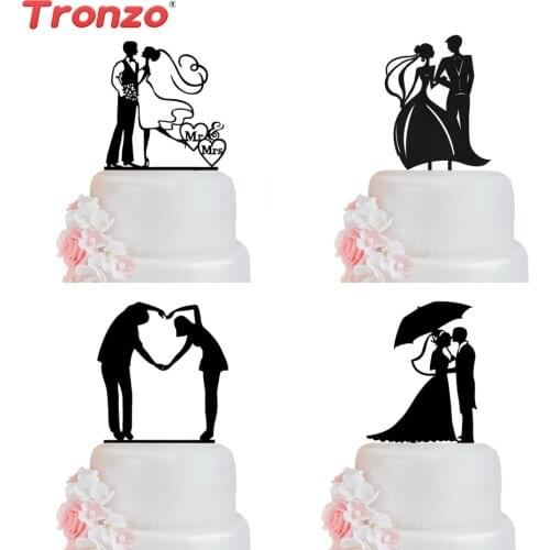Tronzo 1pc Acrylic Wedding Cake Toppers Bride And Groom Wedding Decoration New Romantic Mr Mrs Hollow Cake Topper Party Supplies