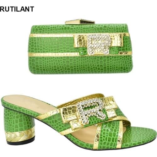 Latest Design Shoes for Wedding Women Italian Women Wedding Shoes and Bag Set Decorated with Rhinestone Luxery Shoes Women