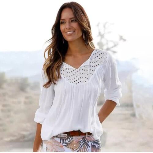 Autumn Spring Women Shirt 2021 Fashion Hollow Out Lace Up White Lady Top Casual Loose Blouse Long Sleeve Shirts Tops Pullover