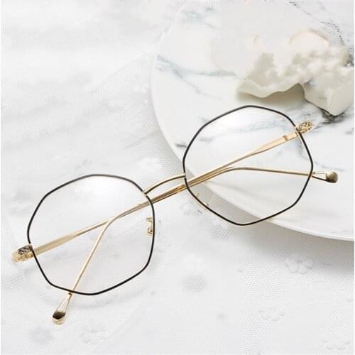 ZXTREE Fashion Metal Myopia Women Glasses Myopia Glasses Frame Polygonal Female Mens Glasses Send myopia lenses -1.0--4.0 ZN6