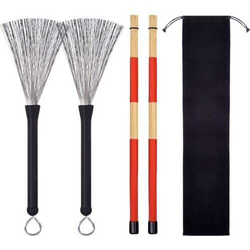 1 pair of drum sticks incl. 1 pair of drum brushes and portable drum sticks bag