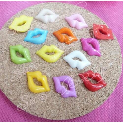 1000pcs/lot new 20*15mm mixed color plastic lip shape toy accessories for diy doll materials