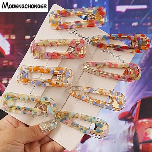2PCS New Marbled Acetate Hairpin For Women Girls Hair Clip Acrylic Barrettes Star Sky Glitter Jelly Bangs Clips Hair Accessories