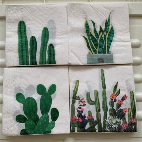 20 Vintage napkin paper tissue cactus flower handkerchief decoupage wedding birthday party X-mas serviettes home dinner decor