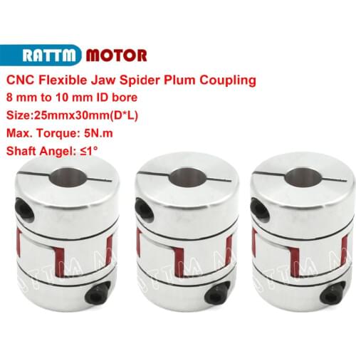 3pcs CNC Flexible Jaw Spider Plum Coupling 5x8mm 6.35x10mm 8x8mm 8x10mm D25L30 Shaft Coupler