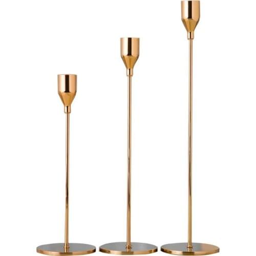 3Pcs/Set Chinese Style Metal Candle Holders Simple Golden Wedding Decoration Bar Party Living Room Decor Home Decor Candlestick
