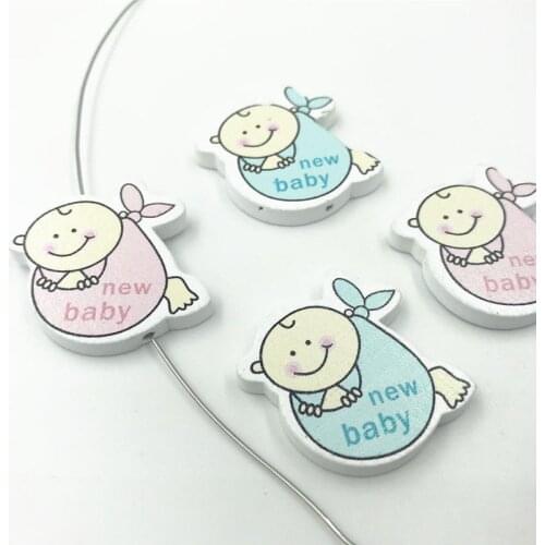30pcs DIY Baby shape wood Beads new baby For Crafts Baby Pacifier clip making 34mm