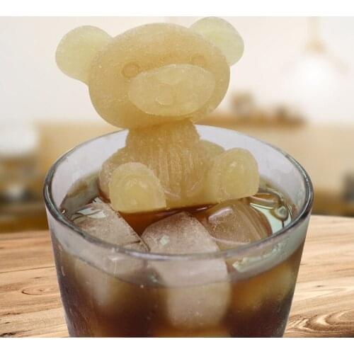 3D Cute Bear Ice Cube Silicone Mold Fondant Cake Baking Mold Chocolate Candy Tray Mould DIY Cake Decorating Tools Plaster Crafts