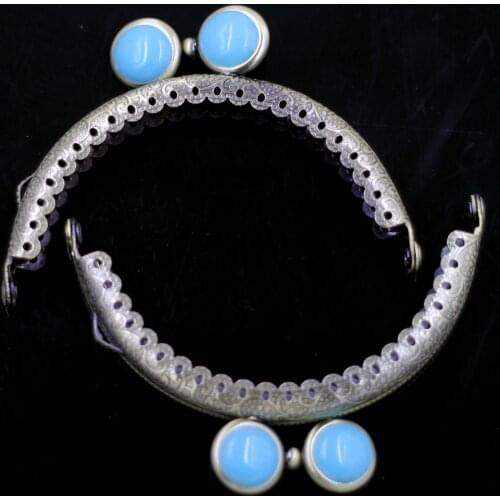 50PCS 8.5cm Ruffled Semicircle Purse Bag Frames Metal Kiss Clasps Clutch Buckle Blue Oblate Handbag Handle Luggage Hardware Part