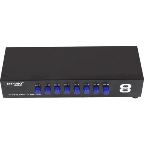 8 Ports 1 output Splitter Composite 3RCA AV Video Audio Switch Switcher Box Selector 8 In 1 Out